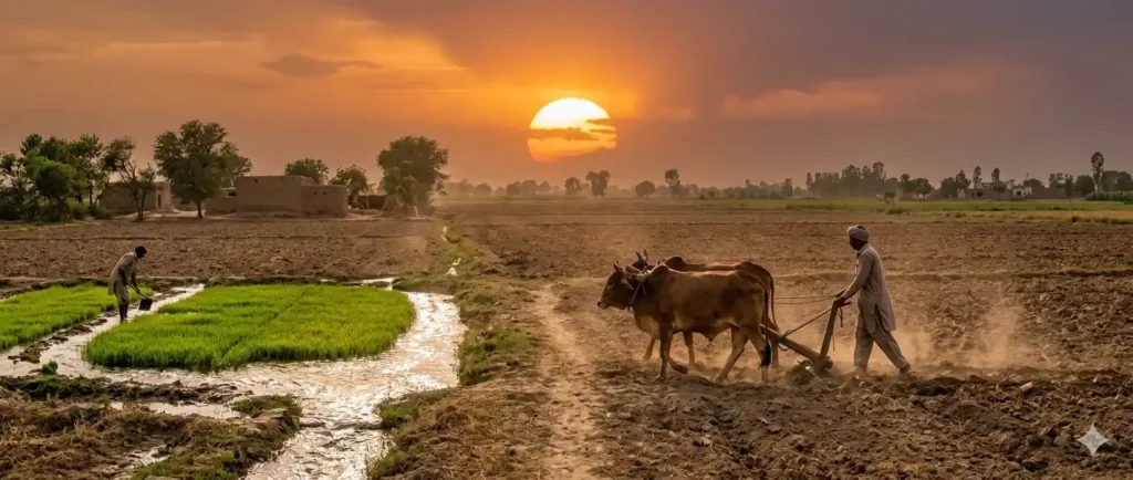Farmers in Pakistan preparing land for Kharif crops during the heat of Jeth.