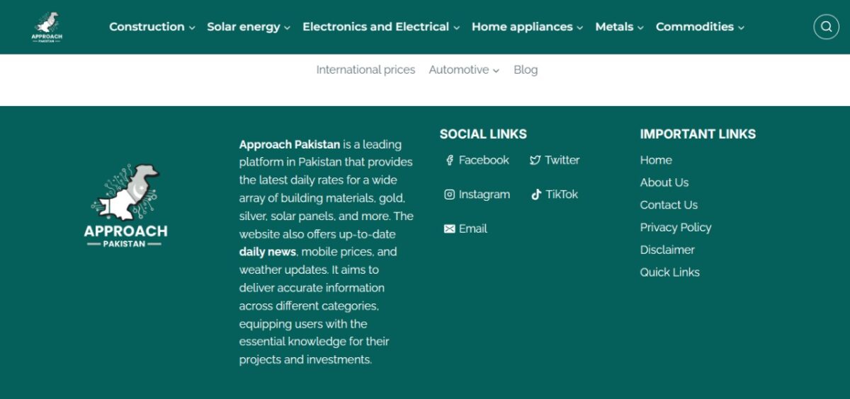 approachpakistan.com - Construction and Market Price Intelligence Platform