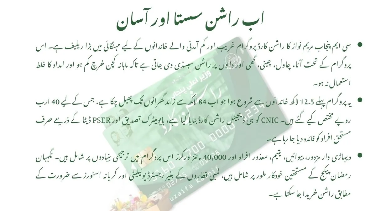 CM punjab rashan card ki ehmiyat