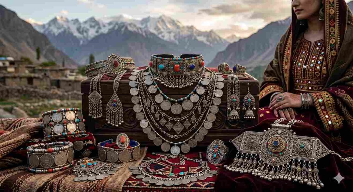 Pashtun coin jewelry and layered chains from Khyber Pakhtunkhwa